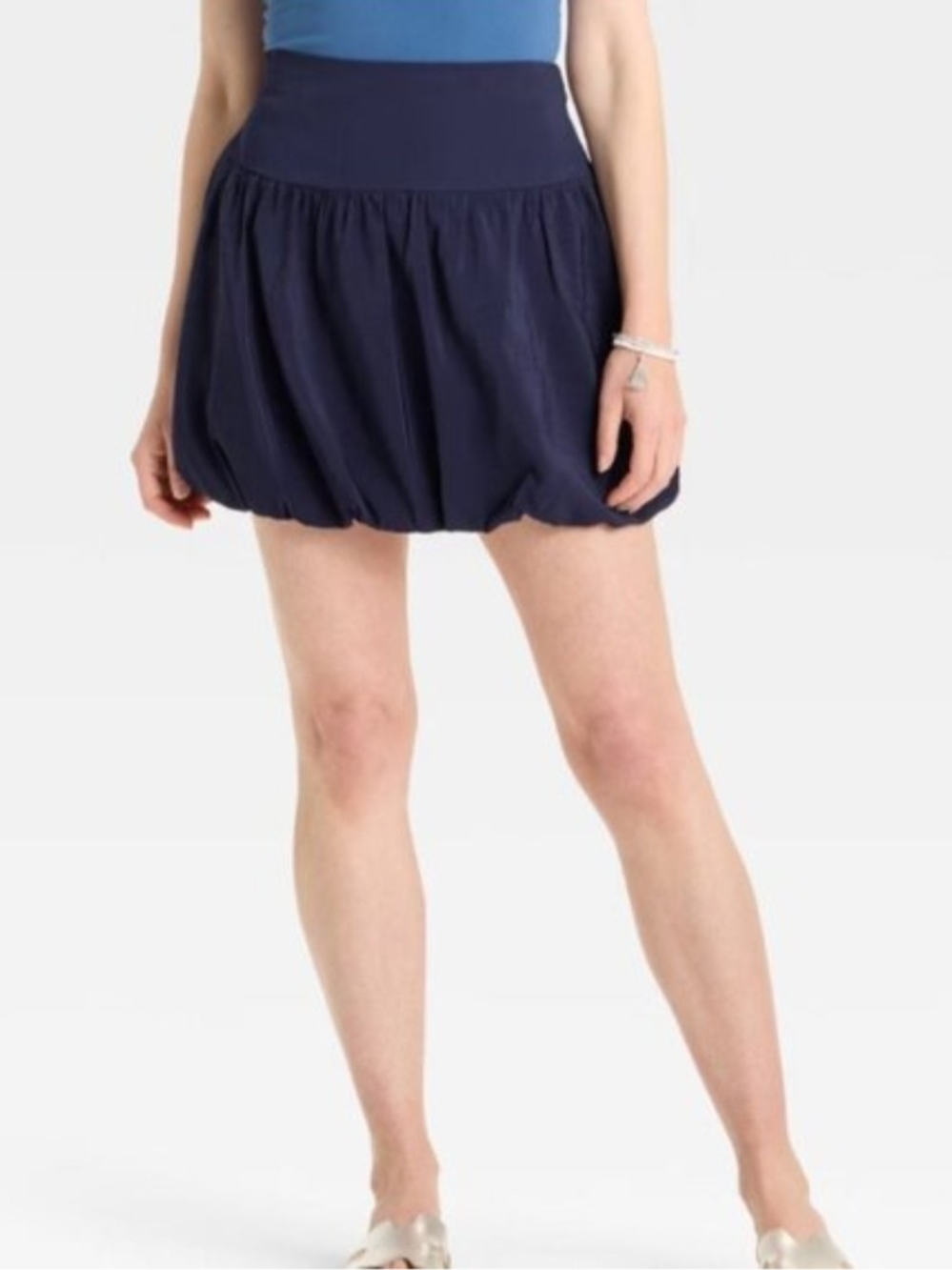 BNWT a new day Navy Bubble Mini Skirt with Wide Waistband